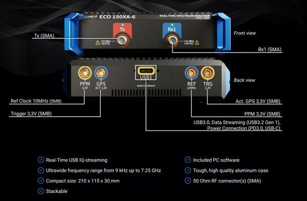Real Time Compact USB Aaronia Spectran V6 ECO 100XA-6